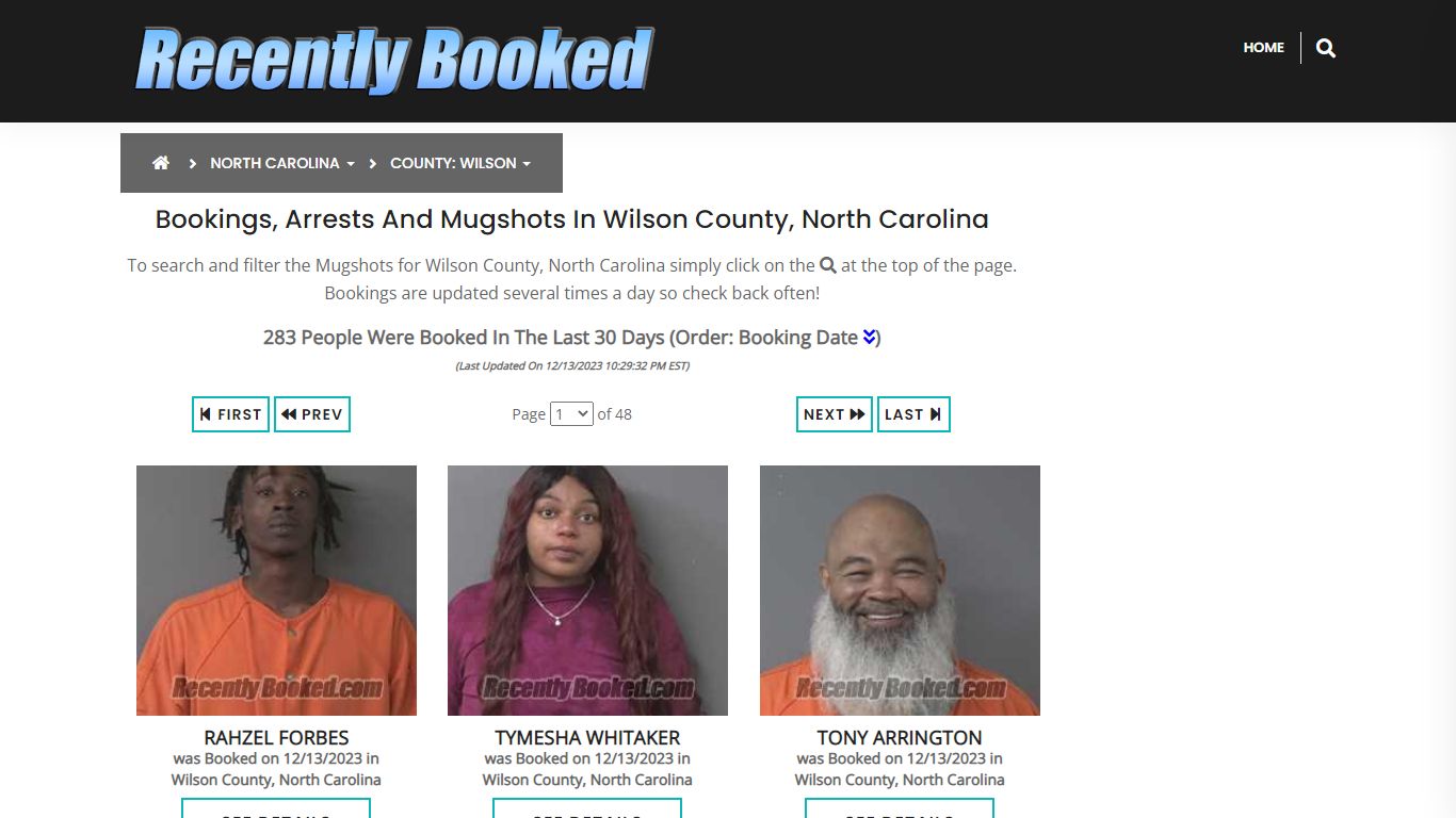 Bookings, Arrests and Mugshots in Wilson County, North Carolina